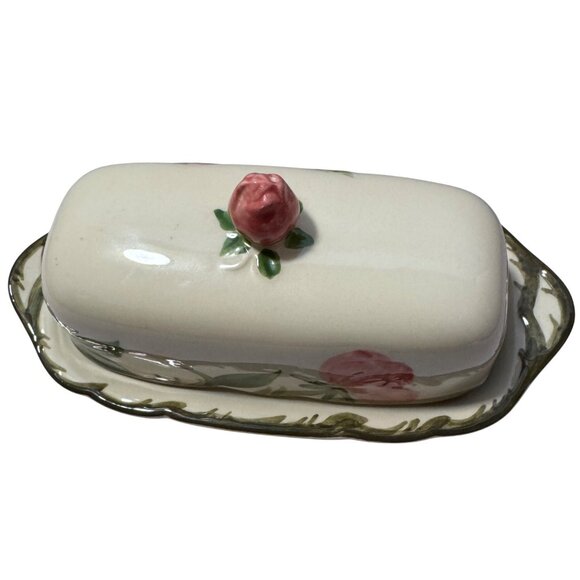 Vintage Franciscan Desert Rose Butter Dish Made In USA - Picture 6 of 11